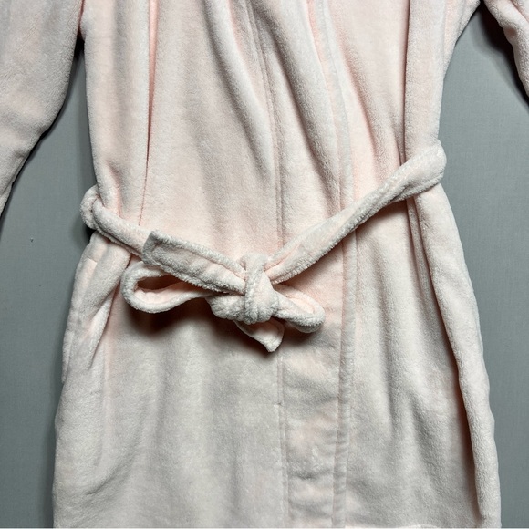 Calvin Klein Sleepwear Pink Soft Plush Logo Classic Belted Waist Robe Size M/L - Picture 4 of 9